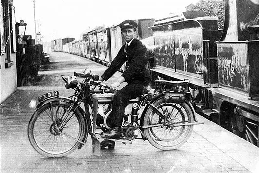 Norwich registered motorcycle on platform