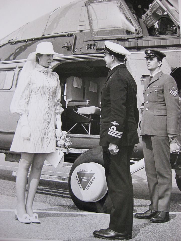 Princess Anne, visiting HMS Vernon by Wessex
              helicopter